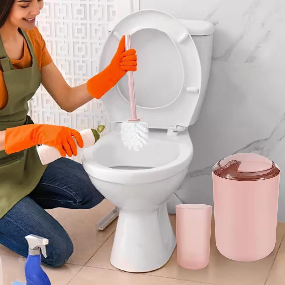 8-Pieces Pink Bathroom Accessories Set -Pink