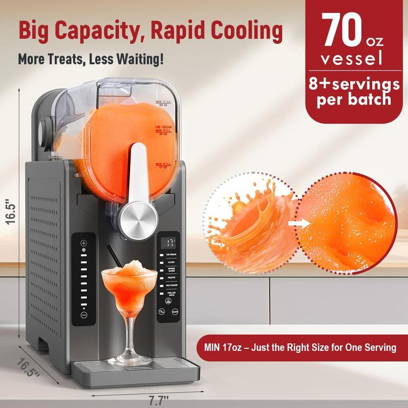 Bizaura Slushie Machine: Fathersdaygift No Ice Needed All-In-One Slushy Maker for Home, Real-Time Temp Display, Auto-Clean, 6 Preset | Frozen Margaritas, Cocktails, Frappés, Ice Cream, Smoothies, Milkshakes,Summer Parties