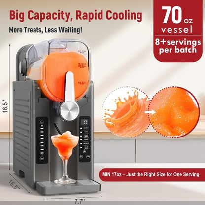 Bizaura Slushie Machine: Fathersdaygift No Ice Needed All-In-One Slushy Maker for Home, Real-Time Temp Display, Auto-Clean, 6 Preset | Frozen Margaritas, Cocktails, Frappés, Ice Cream, Smoothies, Milkshakes,Summer Parties