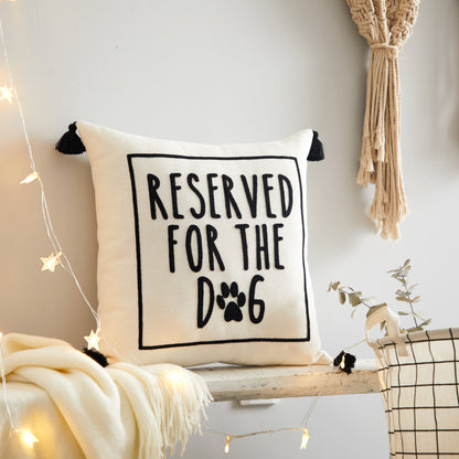 Black and White Reserved for Dog Square Decorative Pillow for Adults, 18 in X 18 In