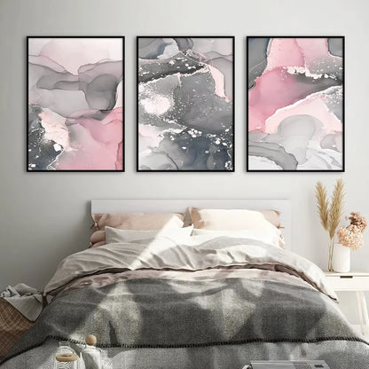 Scandinavian Abstract Pink Grey Marble Posters Prints Canvas Painting Wall Art Pictures Nordic Style Living Room Home Decoration