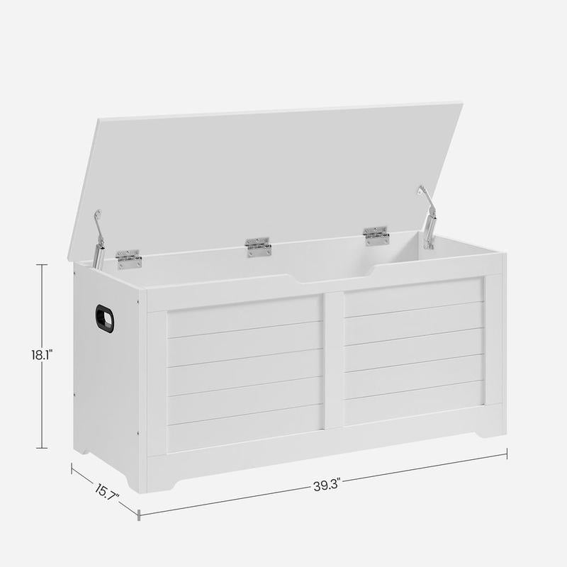SONGMICS HOME Storage Chest, Storage Trunk with 2 Safety Hinges, Storage Bench, Shoe Bench, Farmhouse Style