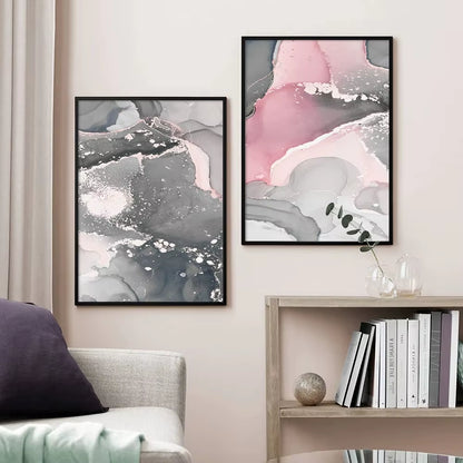 Scandinavian Abstract Pink Grey Marble Posters Prints Canvas Painting Wall Art Pictures Nordic Style Living Room Home Decoration