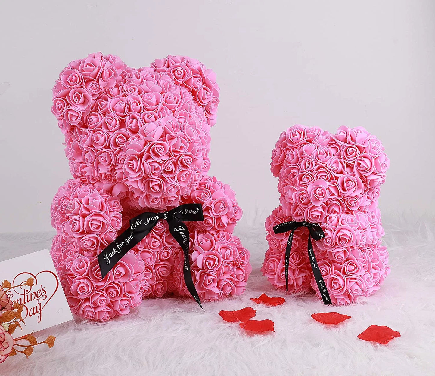 Teddy Flower Bear Rose Teddy Bear 10 Inch Rose Bear Wedding Party Decoration Gift Box for Valentines Day Gifts Mothers Day Anniversary Birthday Present (Pink)