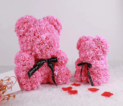 Teddy Flower Bear Rose Teddy Bear 10 Inch Rose Bear Wedding Party Decoration Gift Box for Valentines Day Gifts Mothers Day Anniversary Birthday Present (Pink)