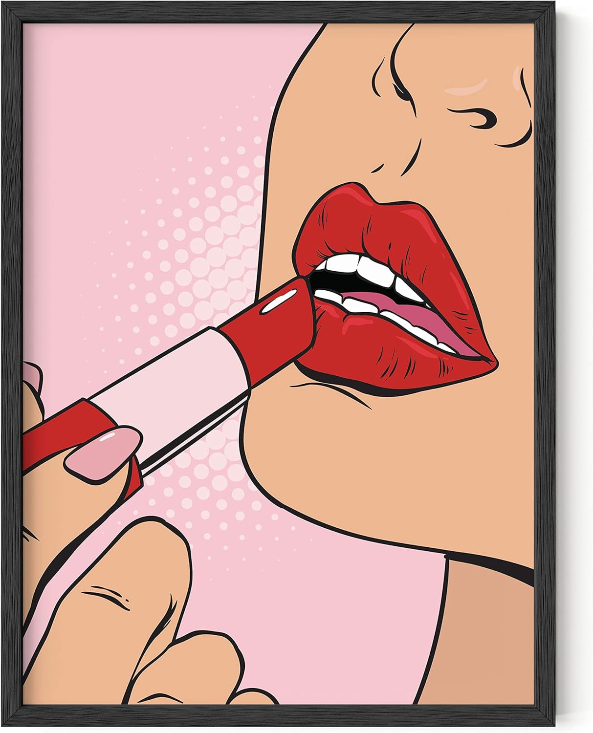 Baddie Room Decor Lips Wall Art - Pop Art Wall Decor, Red Lips Wall Decor Pop Art Lipstick, Pop Art Poster, Boss Lady Wall Art (Unframed, 12X16)
