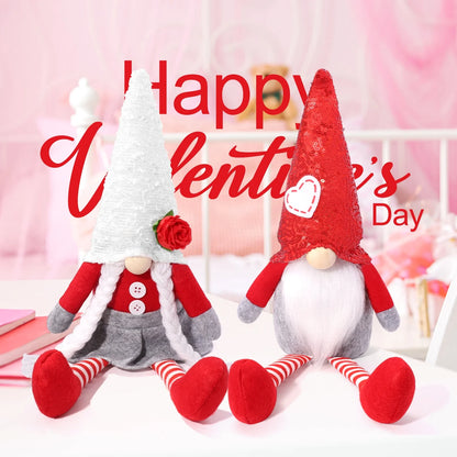 Valentines Day Gnome Plush Elf Decorations - 2PCS Mr and Mrs Handmake Scandinavian Tomte for Valentine'S Day Table Decor, Valentine'S Present