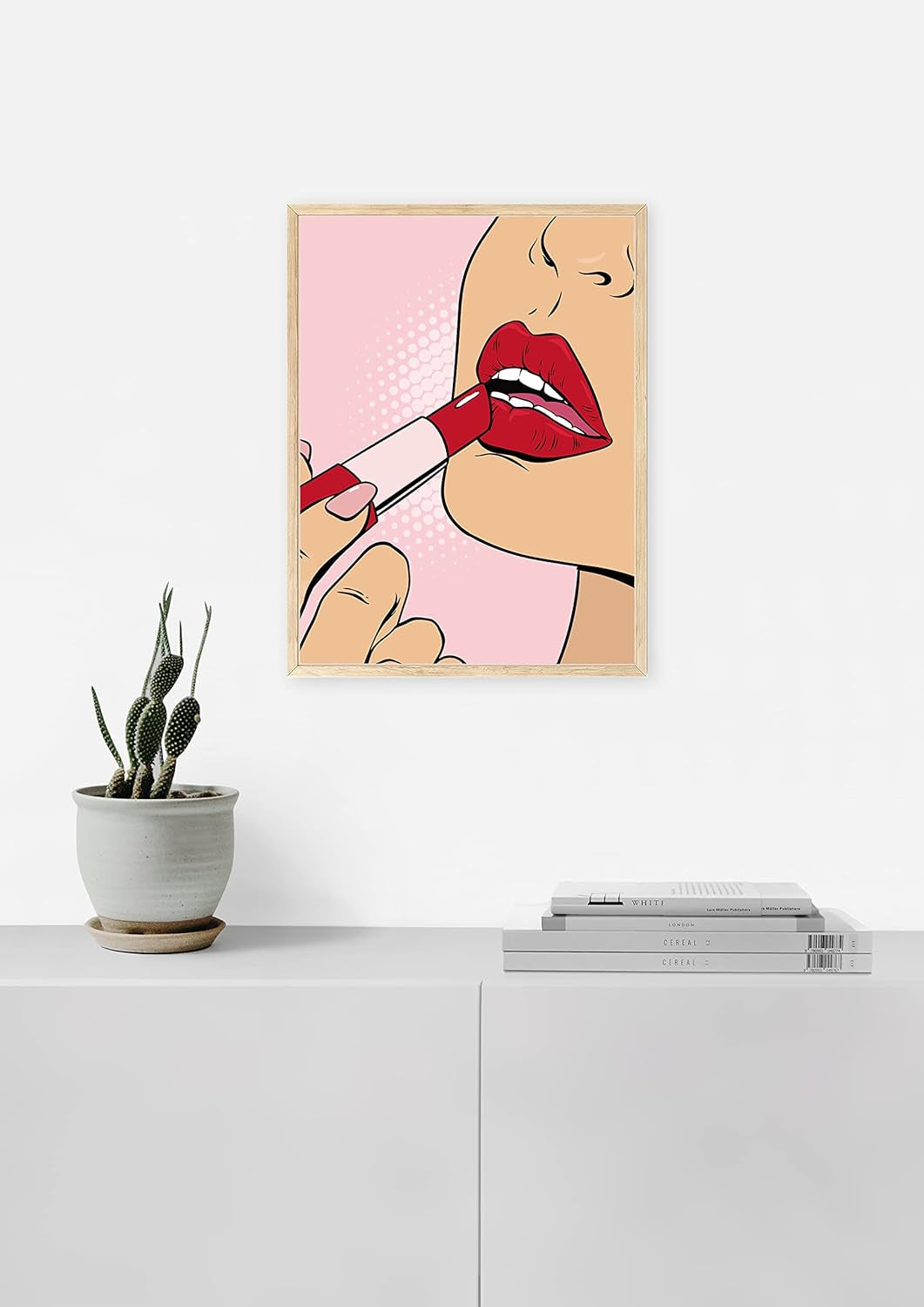 Baddie Room Decor Lips Wall Art - Pop Art Wall Decor, Red Lips Wall Decor Pop Art Lipstick, Pop Art Poster, Boss Lady Wall Art (Unframed, 12X16)