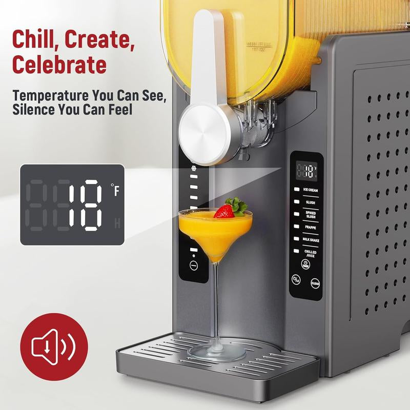 Bizaura Slushie Machine: Fathersdaygift No Ice Needed All-In-One Slushy Maker for Home, Real-Time Temp Display, Auto-Clean, 6 Preset | Frozen Margaritas, Cocktails, Frappés, Ice Cream, Smoothies, Milkshakes,Summer Parties