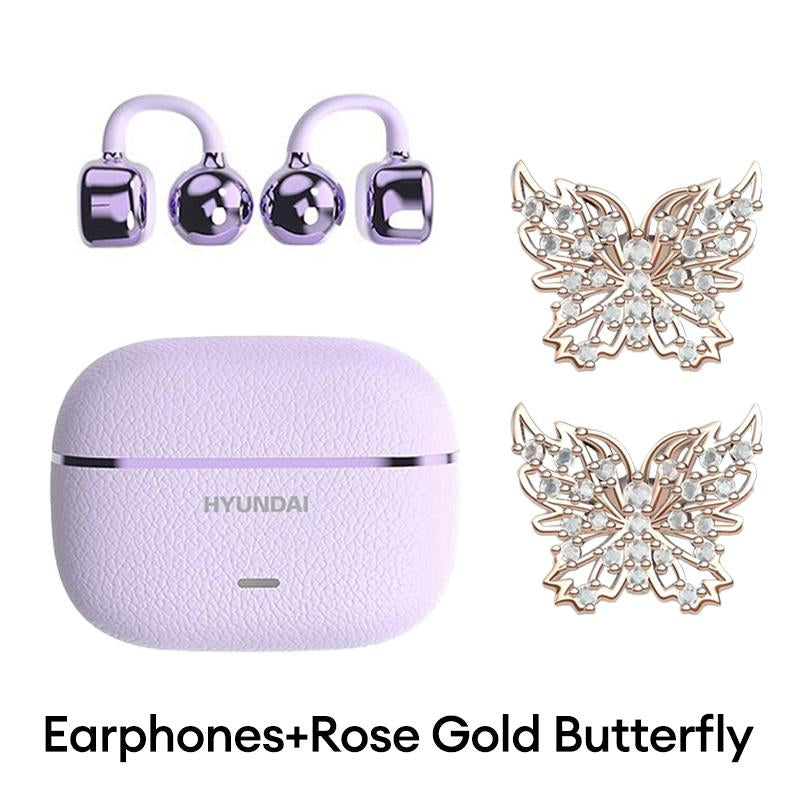 HYUNDAI C03 Clip on Wireless Headphones with 2025 Bluetooth 6.0 for Faster, Stable Connection & Low Power Use, DT6.0 Pulse Directional Tech, 360° ACS Panoramic Sound, IPX5 Waterproof Audio Earbuds for Music & Calls, Comfortable for Sports