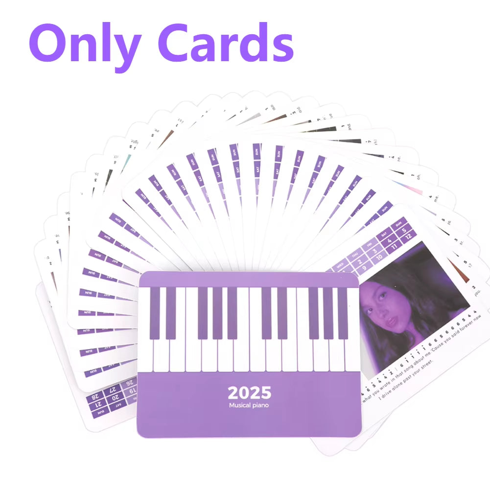 Singer Piano Calendar 2025 Piano Desk Calendar Desktop Peripheral Ornaments with 27 Music Calendar Cards 26 Songs Gift for Fans