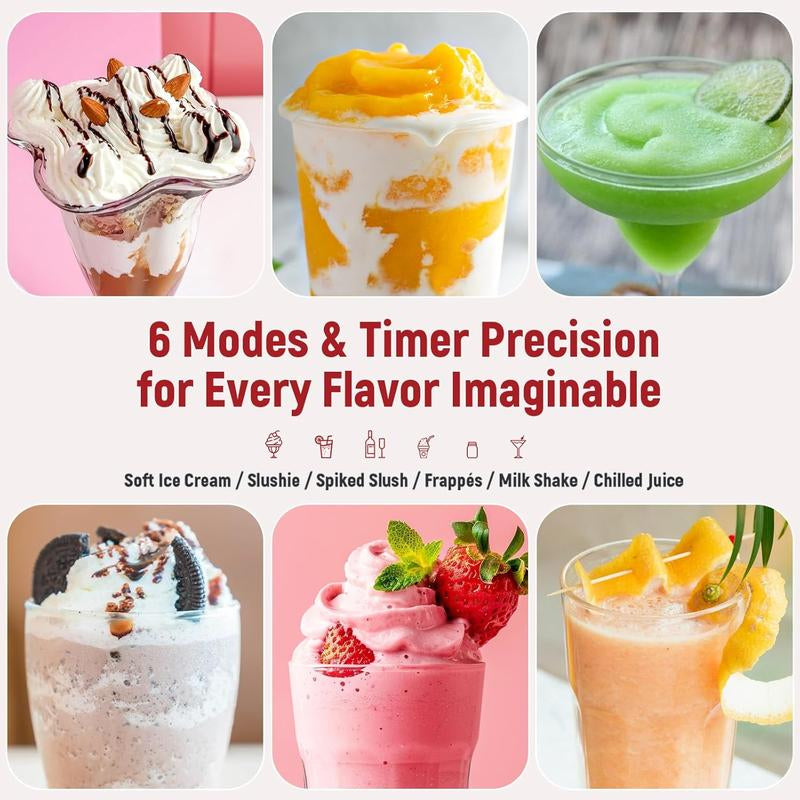 Bizaura Slushie Machine: Fathersdaygift No Ice Needed All-In-One Slushy Maker for Home, Real-Time Temp Display, Auto-Clean, 6 Preset | Frozen Margaritas, Cocktails, Frappés, Ice Cream, Smoothies, Milkshakes,Summer Parties