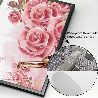 Fashion Pink Floral Perfume Canvas Painting Posters and Print Modern Luxury Home Girl Room Decoration Painting Cuadros Wall Art