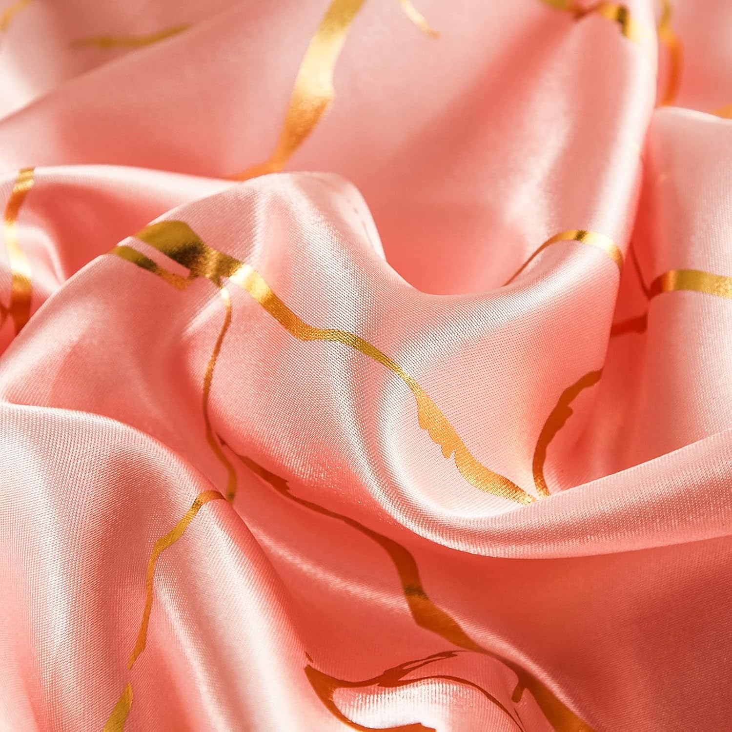 Pink Bedding Set Pink Satin Duvet Cover Set King Size 3 Pcs Girls Pink Metallic Marble Design Luxurious Silky Bedding Queen 1 Duvet Cover 2 Pillowcases (Queen, Pink)